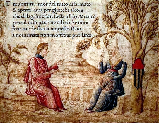 Laura e Petrarca, miniatura